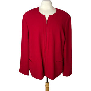 KAREN SCOTT Red Professional Career Wear Zip Front Jacket, size 20W
